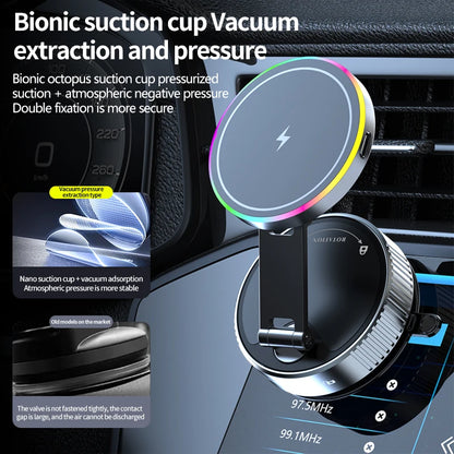 15W Vacuum Suction Cooling Magnetic Wireless Charger Car Phone Holder Mount 360 Rotatable Compatible with Smartphones for iPhone
