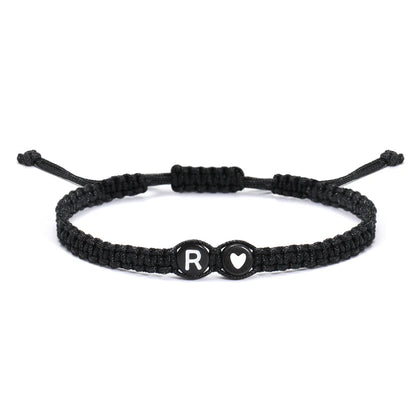 26 Letters Initial Heart Bracelets Handmade Adjustable A-Z Name Braided Bracelets For Women Men Friendship Jewelry
