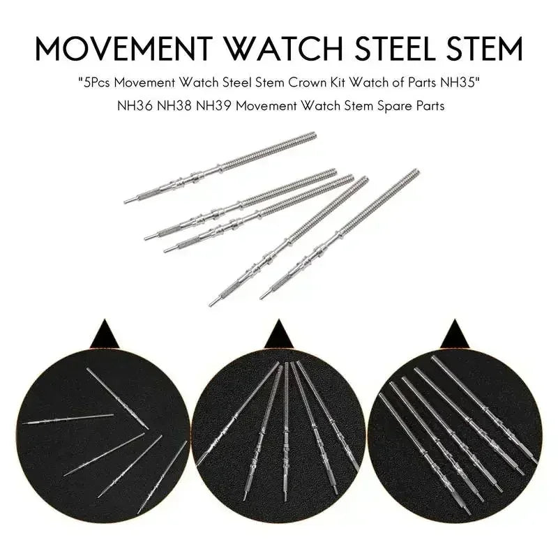 Watch Stem Stainless Steel Spare Parts fit NH35 NH36 NH38 NH39 Crown Automatic Mechanical Movement Watch Parts Crown Stem