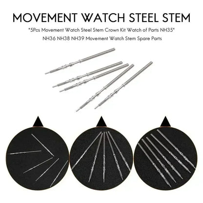 Watch Stem Stainless Steel Spare Parts fit NH35 NH36 NH38 NH39 Crown Automatic Mechanical Movement Watch Parts Crown Stem