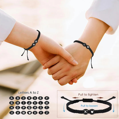 26 Letters Initial Heart Bracelets Handmade Adjustable A-Z Name Braided Bracelets For Women Men Friendship Jewelry