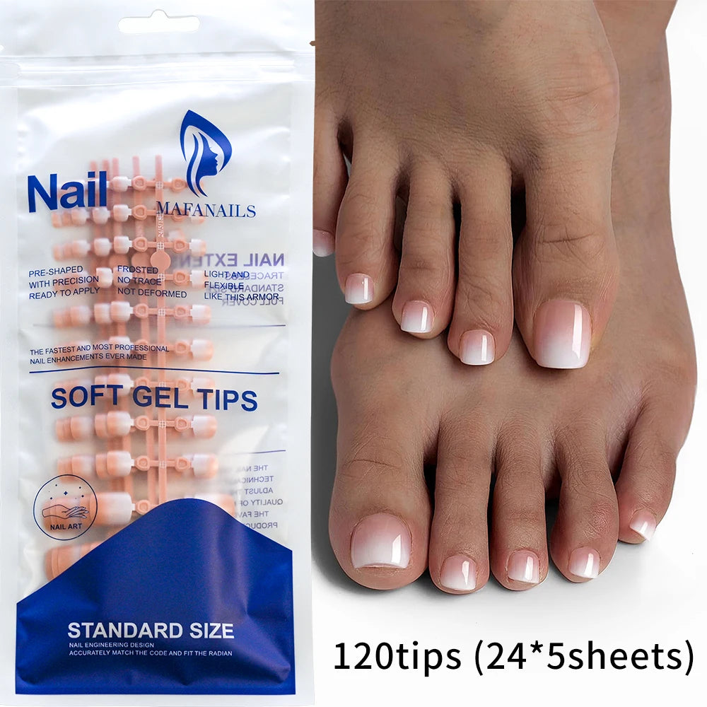 144pcs Short Square False Toe Nails Lake Blue/White/Red/Nude Press on Toenails Glossy Full Cover Toe Nails 100/120pcs Artificial