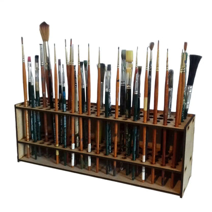 67Holes Wall Mount Premium Wooden Brush Holder Artist Desk Organizer Pencil Paint Brushes Display Storage Box Paint Brush Holder