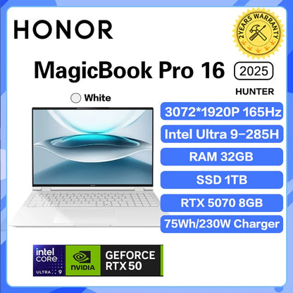 Honor MagicBook Pro 16 Laptop Ultra5 225H/Ultra9 285H 24G/32G 1T 3.1K 165Hz Honor Laptop Notebook Ultrabook Game Computer