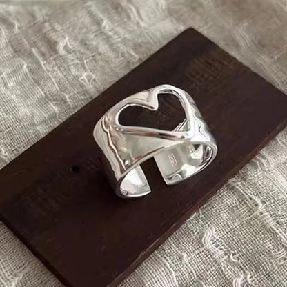 VENTFILLE 925 Sterling Silve Love Heart  Ring for Women Girl Gift Line Pearl Korean Sweet  Jewelry Birthday Gift Dropshipping