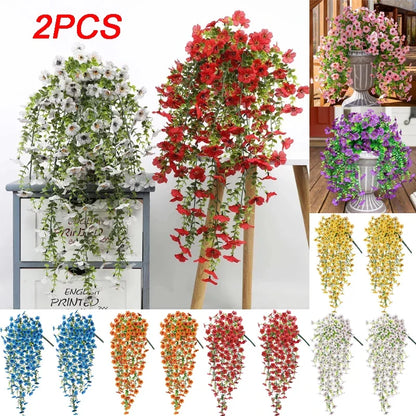 2Pcs Violet Artificial Flower Party Decoration Simulation Valentine S Day Wedding Wall Hanging Basket Flower Orchid Fake Flower