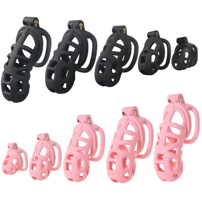2026 New Cobra 3.0 Chastity Lock Cage SM Flirting Breathable Resin Male Virginity Device Fetish Male Penis Lock with 4 Rings