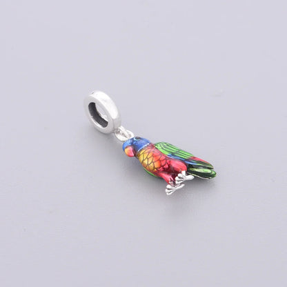 Fit Original Pan Charm Bracelet 925 Silver Rainbow Enamel Lorikeet Birrd Colorfull Parrot Bead For Making South Africa Berloque