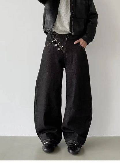 Men's Baggy Jeans Unisex Y2K Trendy Casual Wide Leg Denim Pants High Street Oversize Trousers American Style Streetwear Fashion