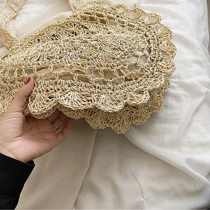 Bohemian Straw Bags for Women Circle Beach Handbags Summer Rattan Shoulder Bags Handmade Knitted Travel Big Totes Bag New