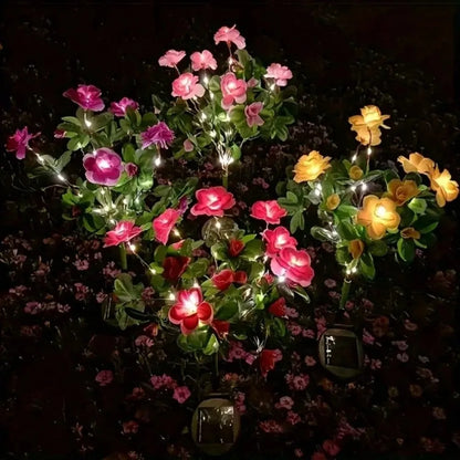 1PC Solar Powered Azalea Flower Stake Lights Waterproof LED Floral Garden Lights for Gift Outdoor Patio Yard Pathway Decor