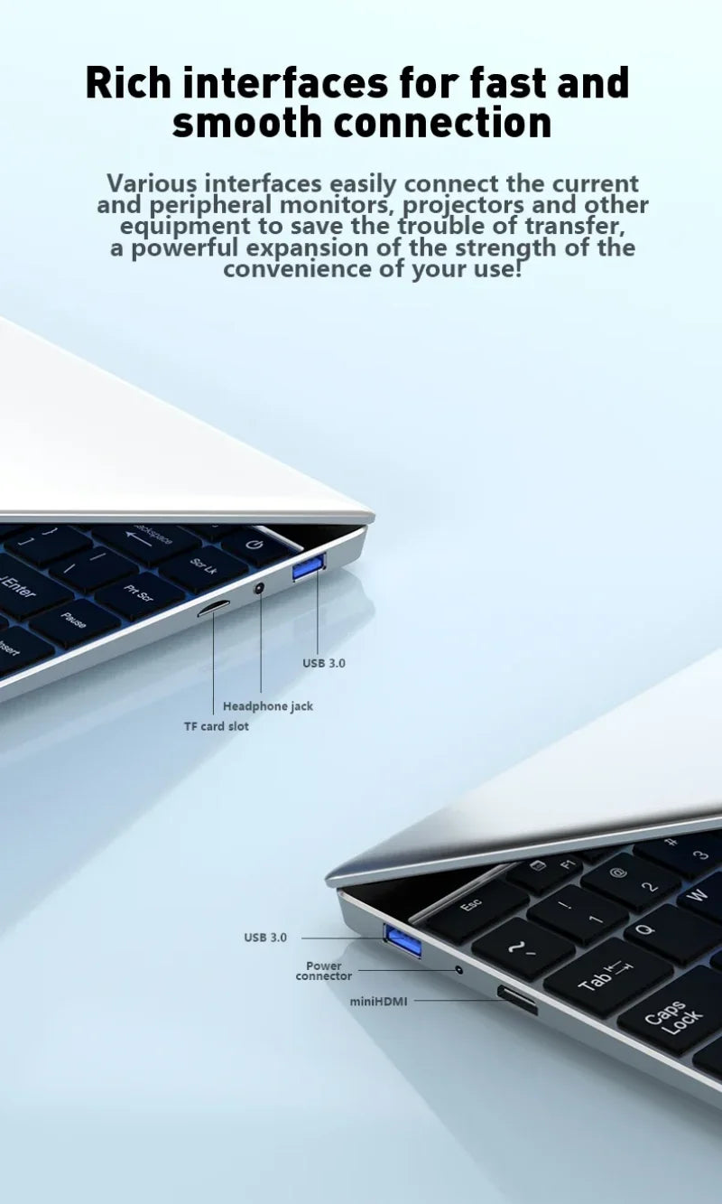 ultra-thin Gamer Laptop Intel Core i7-8650U Processor 32GB RAM 1TB 2TB SSD HD Office Study Windows 11 Pro Portable Notebook