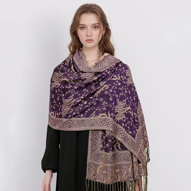 Autumn Winter Scarf Women Pashmina Shawls Cashmere Blanket Paisley Warm Thick Chunky Stoles Lady Elegant Poncho Outdoor Bufanda