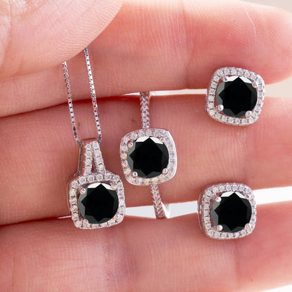 Women's Round Cut D Color Moissanite Jewelry Set Real 925 Silver Pendant Necklace and Stud Earrings female dating fine Jewelry
