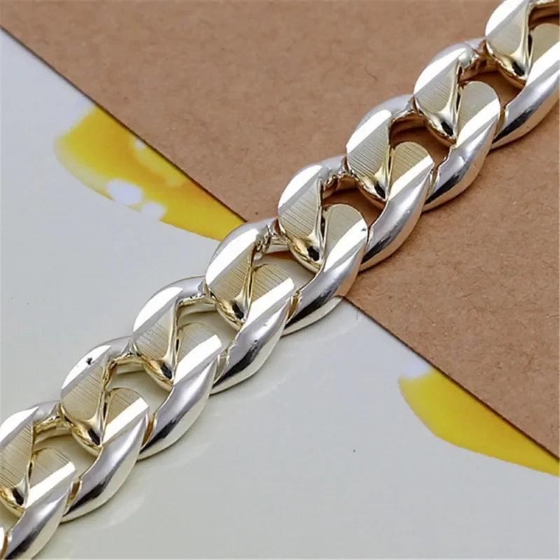 925 Sterling Silver Solid 10mm chain Bracelet men women Chain noble wedding Jewelry fashion charms party birthday gift