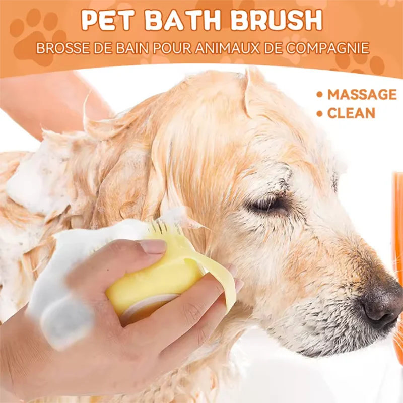 New pet bath massage brush bathroom multifunctional dog cat soft safety silicone pet bath accessories dog cat tools