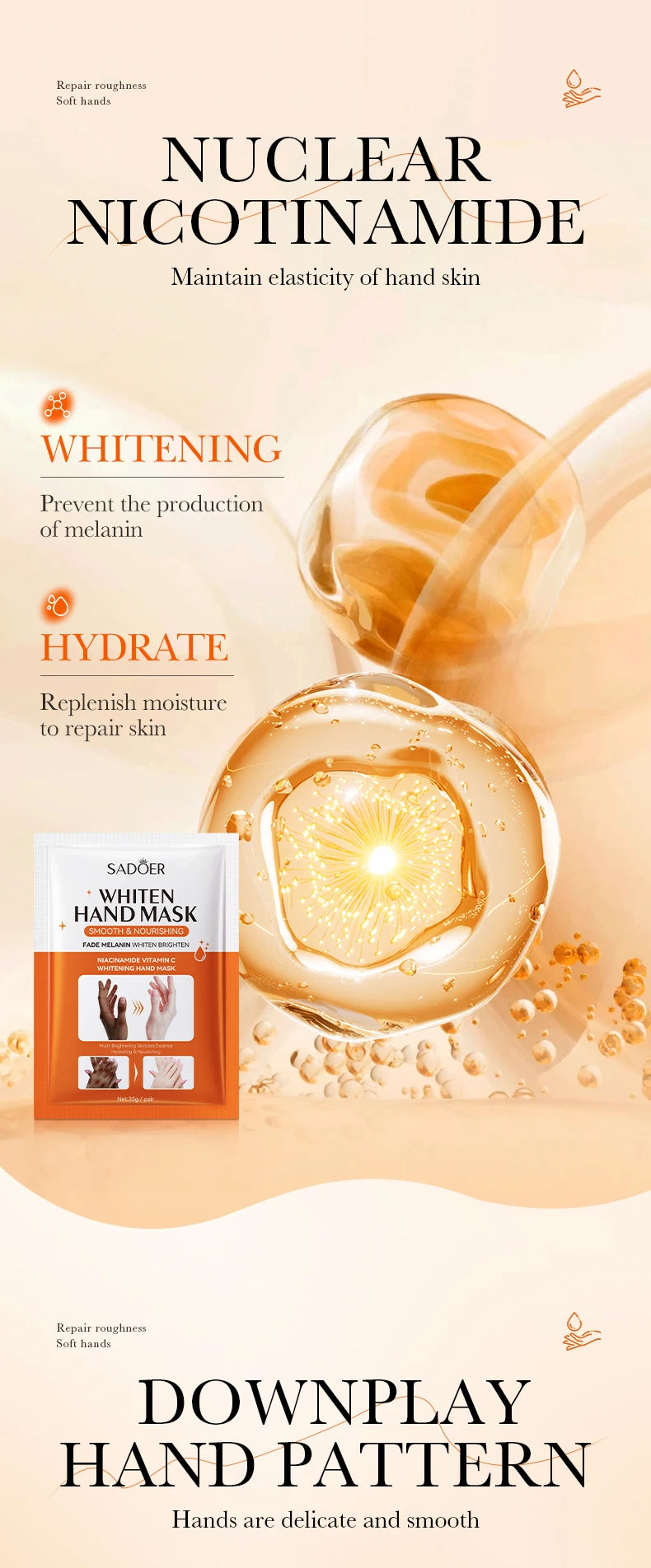1/3/5 Pcs Niacinamide Hand Mask Hands peel barb Repair Moisturizing Nourishing Brightening Hand Gloves Hands Skin Care