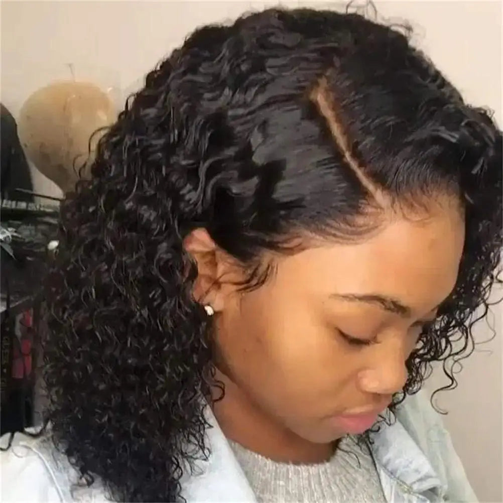 14 inches Short Bob Wigs Deep Wave Rose Net Wigs Short Curly Bob Wig Glueless Machine Made Wigs For Women