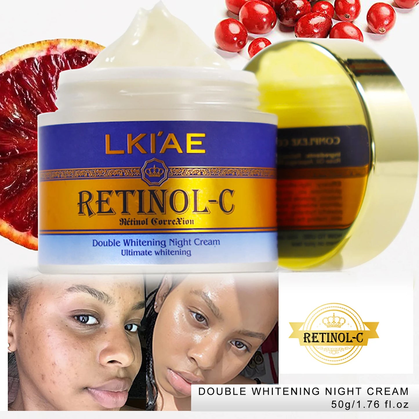 LKIAE Retinol Double Whitening Kit, Remove Wrinkles, Black Spots, Melanin, Moisturizing, Hydrate, Suitable for All Skin Types