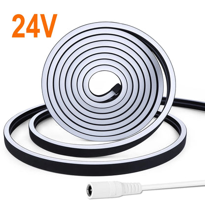 24V High Power Black Neon LED Strip Light 120leds/M Silica Gel Tube LED Lights Tape Bedroom Wall Kitchen Cabinet Backlighting