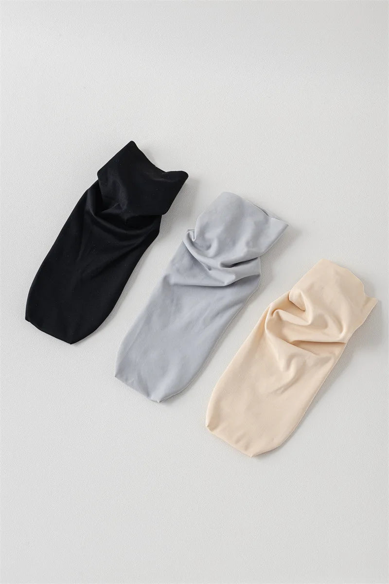 Mens Socks Summer Ultra-thin Breathable Ice Silk Middle Tube Socks Men Women Solid Color Black White Gray Elastic Long Socks Sox