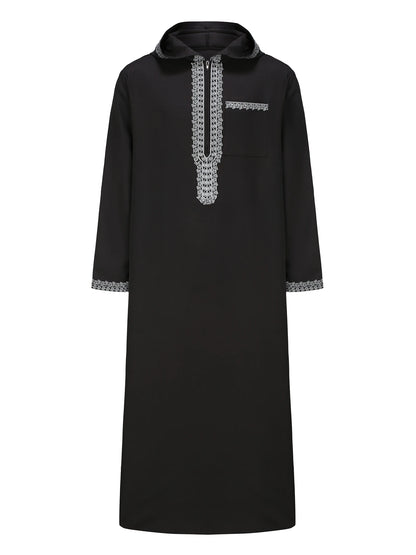 New Moroccan thobe long-sleeved embroidered hood design Muslim man abaya Islamic loose man