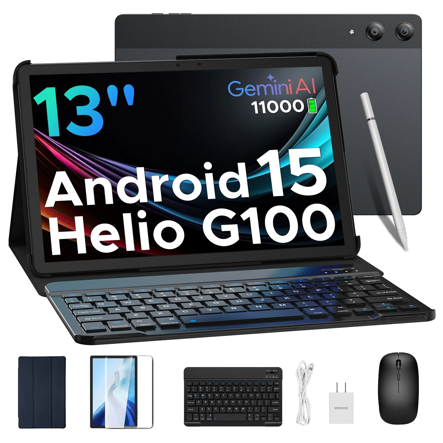【Brand+】Doogee Tab E3 Pro 2 in 1 Tablet Pc 13" Android 15 Gemini Ai 32Gb Ram(8+24) 256Gb 11000Mah Battery Helio G100 Octa