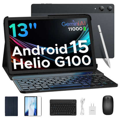 【Brand+】Doogee Tab E3 Pro 2 in 1 Tablet Pc 13" Android 15 Gemini Ai 32Gb Ram(8+24) 256Gb 11000Mah Battery Helio G100 Octa
