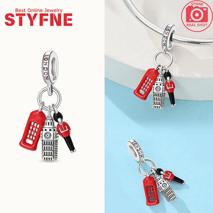 New 925 Silver Charms Greek Temple Paris Tower London Big Ben Beads Pendant Fit Original Bracelet DIY Cultural Fine Jewelry Gift