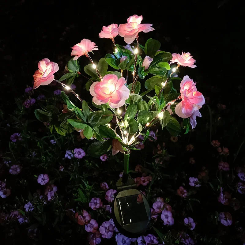 LED Azalea Solar Lamp, Waterproof Ground Plug Flower Light for Lawn Courtyard Garden Wedding Birthday Festival