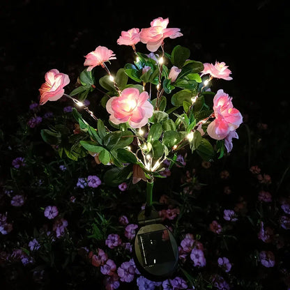 LED Azalea Solar Lamp, Waterproof Ground Plug Flower Light for Lawn Courtyard Garden Wedding Birthday Festival