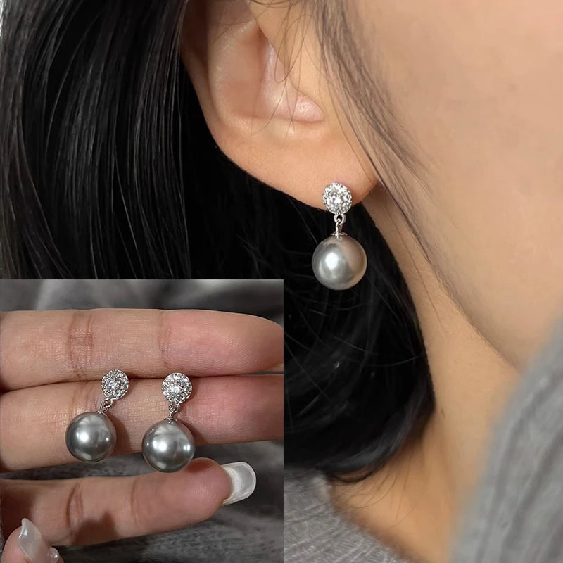 VENTFILLE 925 Sterling Silver Liquid Lava Texture Pearl Earring for Women Design Retro Versatile Jewelry Gift Dropshipping