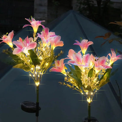 LED Gardenia, Rose, Lily Solar Outdoor Artificial Lantern, Garden Decoration, Lawn Lantern, Grass Atmosphere Light