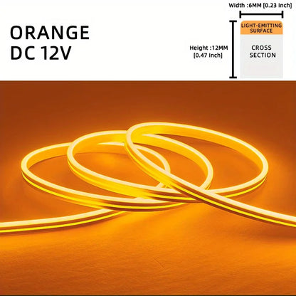 1 Roll 12V 196.85in/5M LED Flexible Silicone Neon Light, Outdoor LED Strip Lights Waterproof, 2835 12-bead Neon Light, 12V 6*12