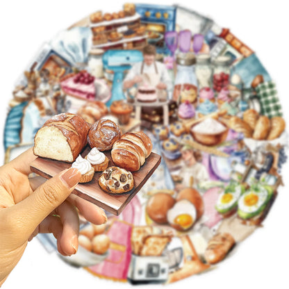 50Pcs Baking Dessert Cake Egg Theme Sticker Transparent PET Stickers For Stationery Guitar DIY Phone Case Craft Supplies
