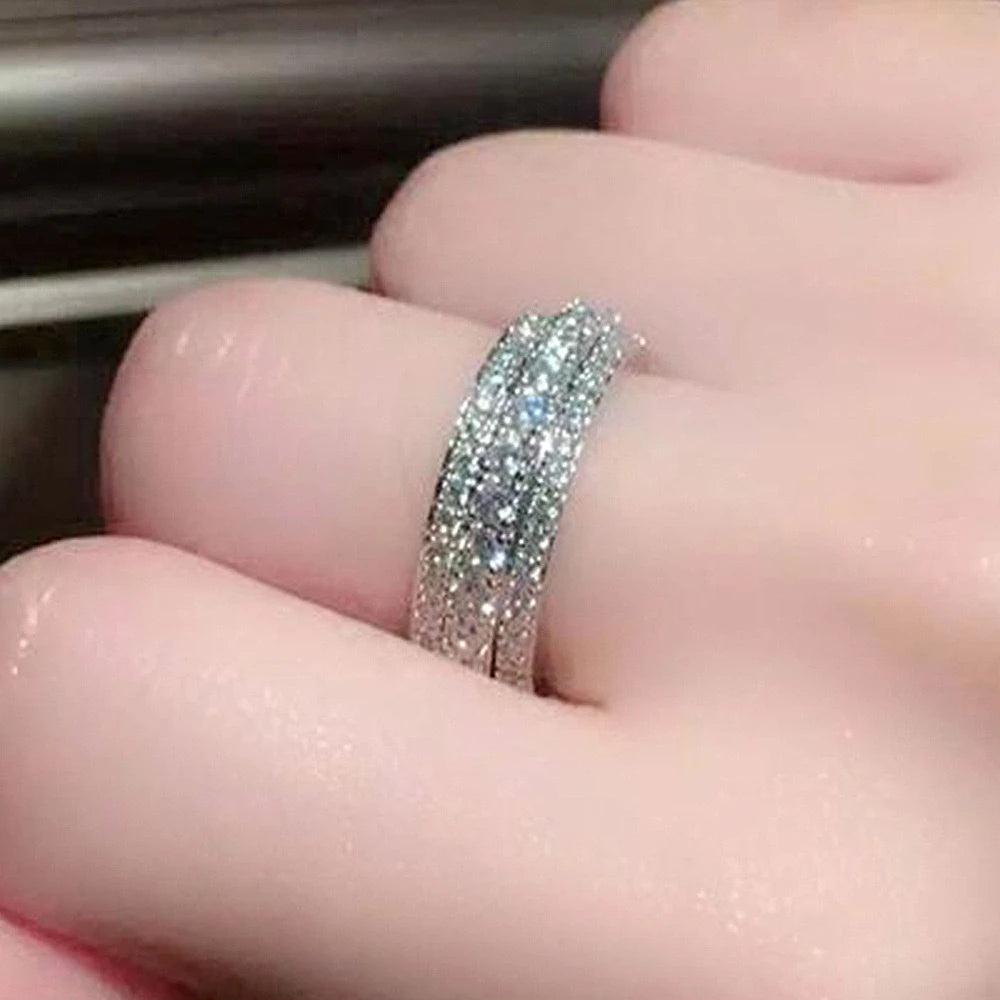 925 Sterling Silver Ring Inlaid Crystal Zirconium Round Ring Stone Men And Women Luxury Simple Fashion Gift Jewelry