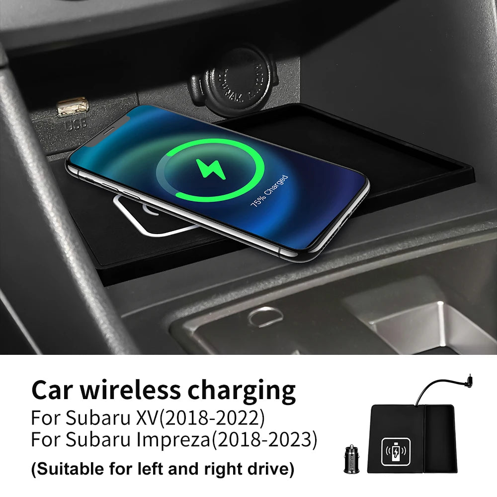 For Subaru XV Impreza 2018 2019 2020 2021 2022 15W Car Wireless Charger Mobile Phone Fast Charging Holder PVC