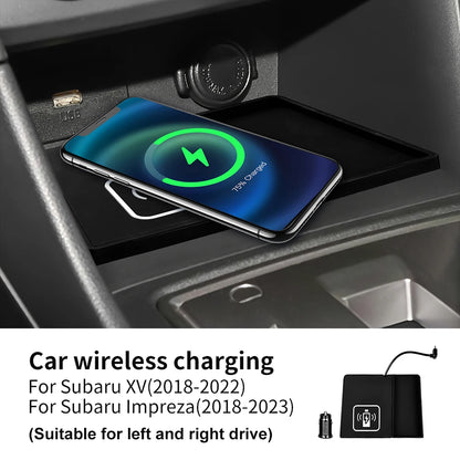 For Subaru XV Impreza 2018 2019 2020 2021 2022 15W Car Wireless Charger Mobile Phone Fast Charging Holder PVC