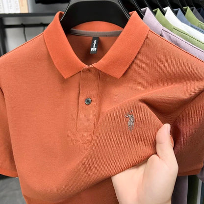 100% cotton luxury men's short sleeve polo shirt high-end brand fashion pony embroidery new comfort summer trend Paul T-shirt