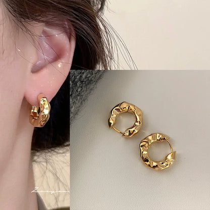 VENTFILLE 925 Sterling Silver Liquid Lava Texture Pearl Earring for Women Design Retro Versatile Jewelry Gift Dropshipping