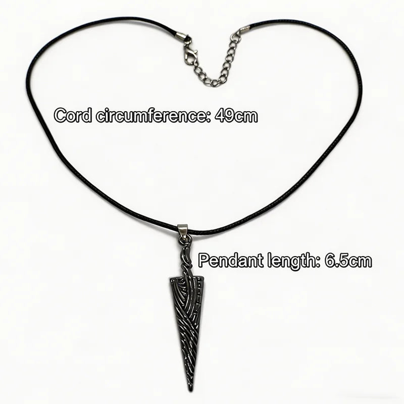 2Pcs/Set Hollow Knight Bone Nail Keychain Necklace Black Rope Chain Pendant for Men Women Game Fans Collectible