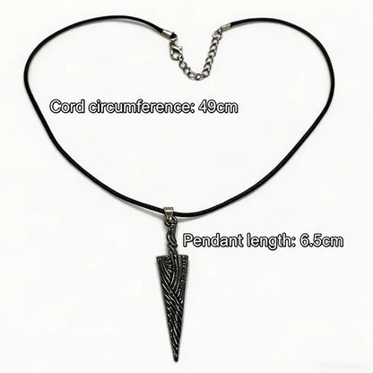 2Pcs/Set Hollow Knight Bone Nail Keychain Necklace Black Rope Chain Pendant for Men Women Game Fans Collectible