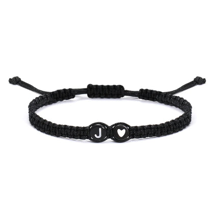 26 Letters Initial Heart Bracelets Handmade Adjustable A-Z Name Braided Bracelets For Women Men Friendship Jewelry