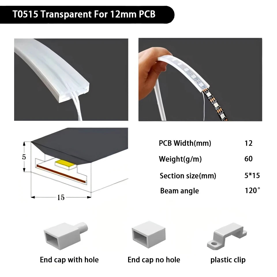IP67 Waterproof Led Neon Silicone Flexible Light Tube Suitable for 5mm 8mm 10mm 12mm PCB WS2812B WS2811 5050 RGB Light Strip