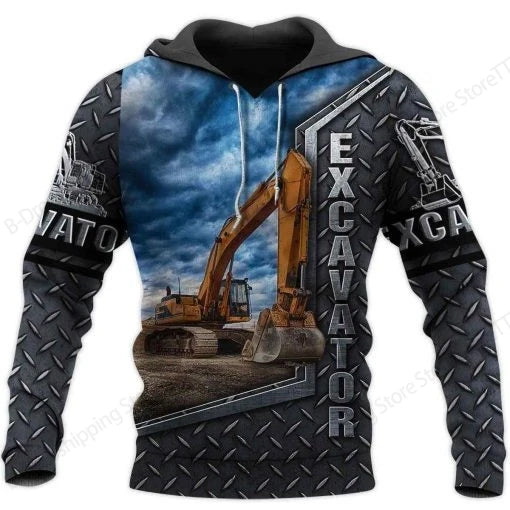 New Excavator Hoodie Sweatshirt Excavator Truck 3d Print Hoodie Men Women Fashion Oversized Tracksuit Working Clothes Operator
