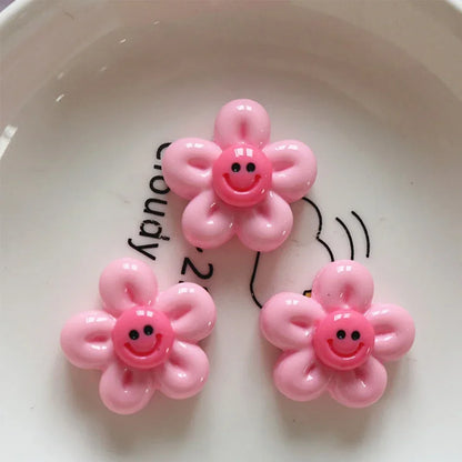 10PCS Shiny Rose Red Bear Flower Miniature Resin Flat Back Cabochons For Hairpin Scrapbooking DIY Home Decor Craft Accessories