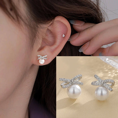VENTFILLE 925 Sterling Silver Liquid Lava Texture Pearl Earring for Women Design Retro Versatile Jewelry Gift Dropshipping