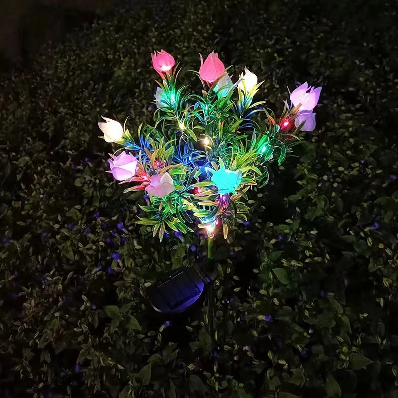 LED Gardenia, Rose, Lily Solar Outdoor Artificial Lantern, Garden Decoration, Lawn Lantern, Grass Atmosphere Light