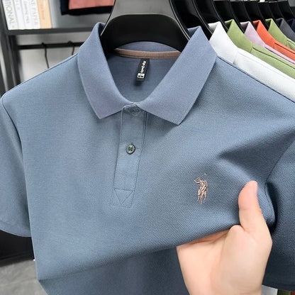 100% cotton luxury men's short sleeve polo shirt high-end brand fashion pony embroidery new comfort summer trend Paul T-shirt