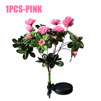 LED Azalea Solar Light Outdoor Waterproof Garden Flower Lamp for Yard Lawn Path Lighting Holiday Wedding Artificial Flower Decor